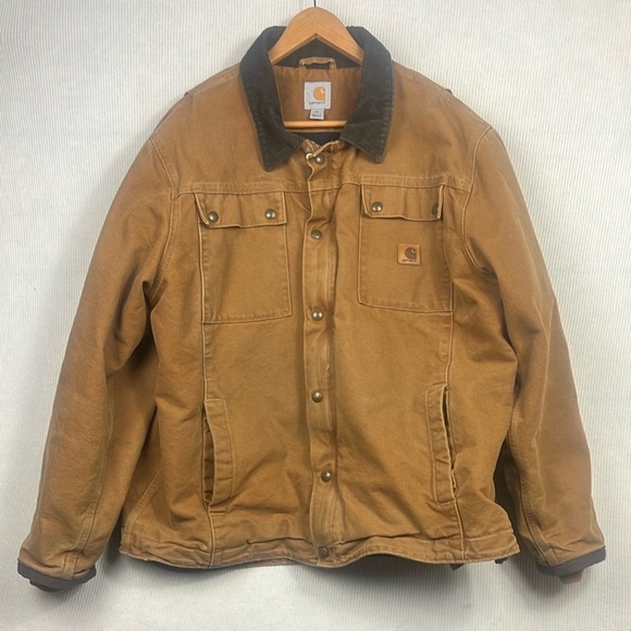 Carhartt Men’s XL Canvas Utility Barn Coat Corduroy Collar Heavyweight Canvas - Picture 1 of 13